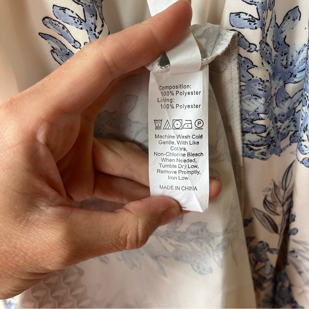 Shein Blue Floral Off Shoulder Maxi Dress Large Boho Summer Ruffle Tiered - Picture 6 of 9
